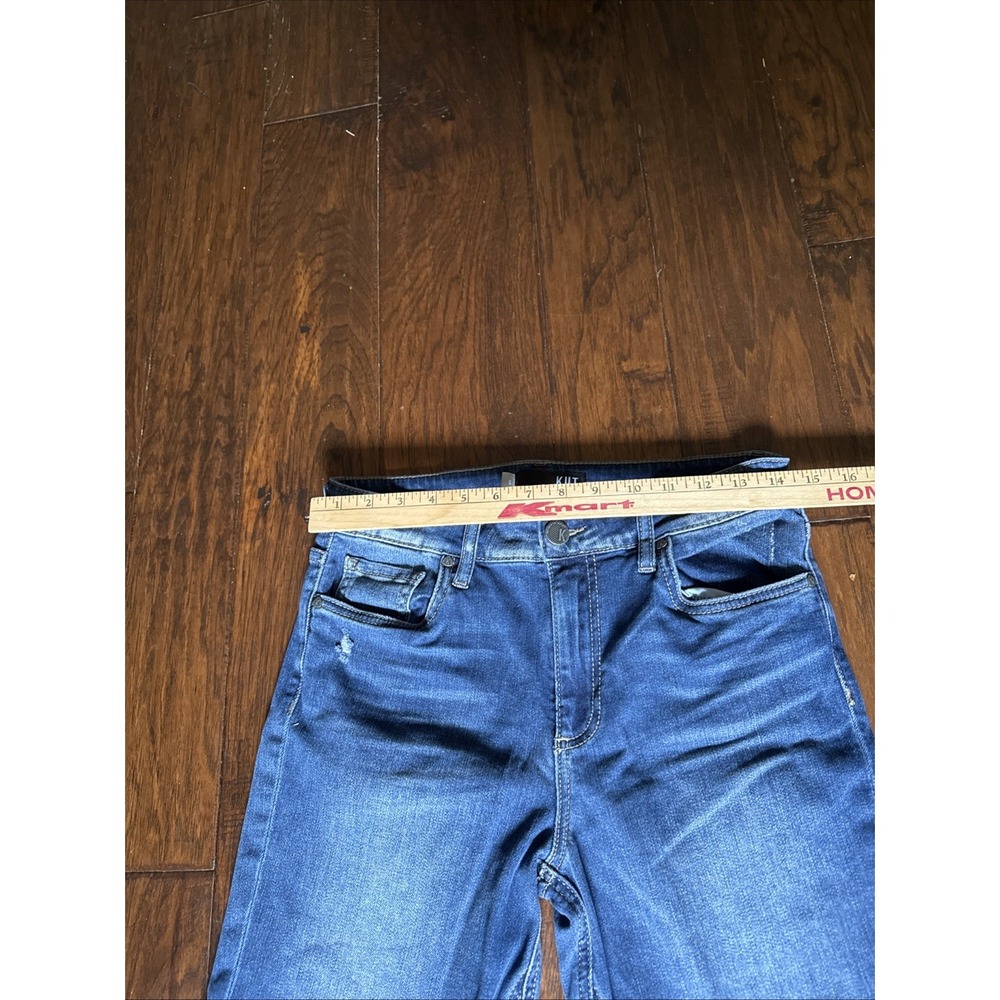 KUT Jeans Womens 6 blue color block Straight Distressed Detailing Fun SOHO BOHO - Picture 11 of 13